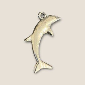 Silver Dolphin Pendant Charm 1.5"x0.25" Ocean-Themed Jewelry Accessory